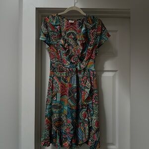 Vibrant Patterned Midi Dress
